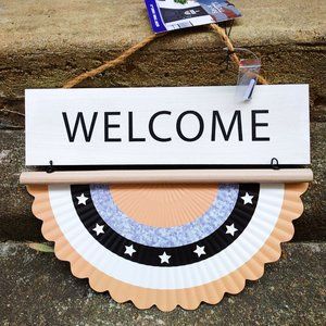 Willow & Riley ‘Welcome’ Metal & Wood Door Décor, Patriotic, 4th of July